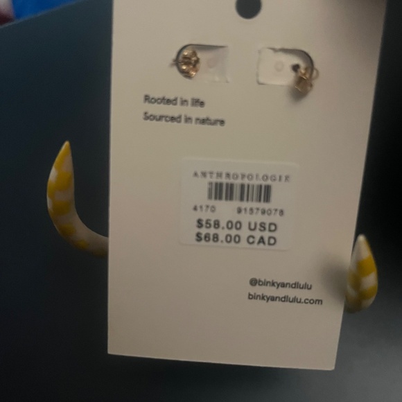 Anthropologie Yellow and White Checkered earrings - Picture 4 of 4